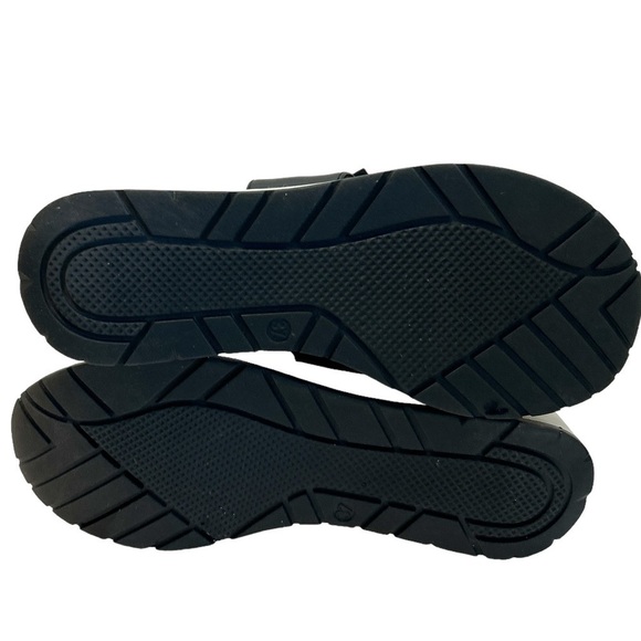 Michele Lopriore Milano Silver Ruffle Black Leather Sandals Platform US 6.5 - Picture 6 of 7